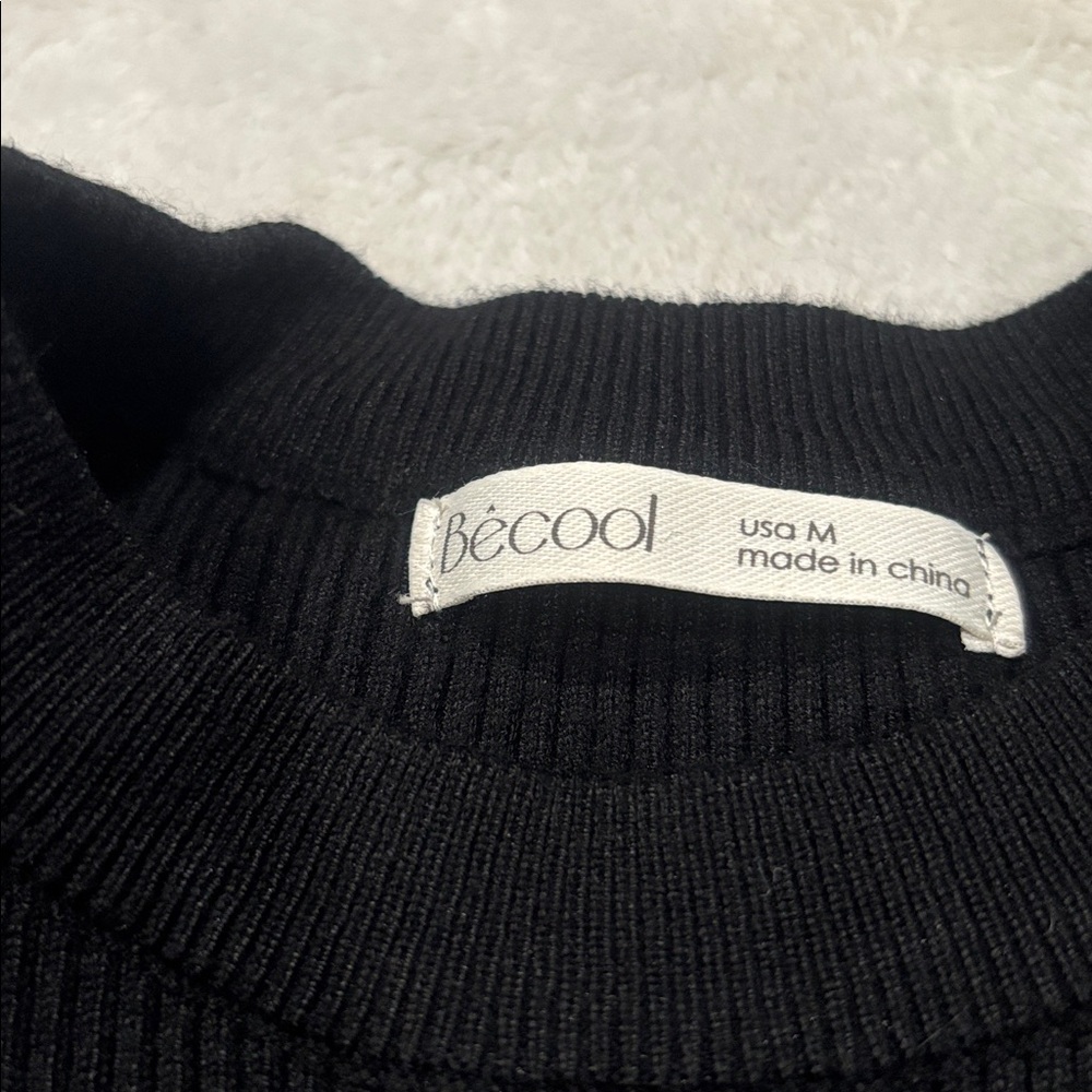 ⭐️ 2/$10 - BE Cool Black Long Sleeve Sweater Maxi Dress with Front Slit - Picture 4 of 4